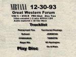 Nirvana Great Western Forum #2 - DVD menu